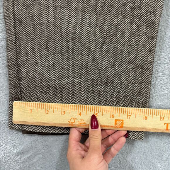 LL Bean Pants Straight Leg 4P Brown‎ Houndstooth Cotton Lined Classic Fit Womens - Picture 7 of 10